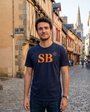 T-shirt SB Saint-Brieuc Bleu Marine Orange - Quartier iodé