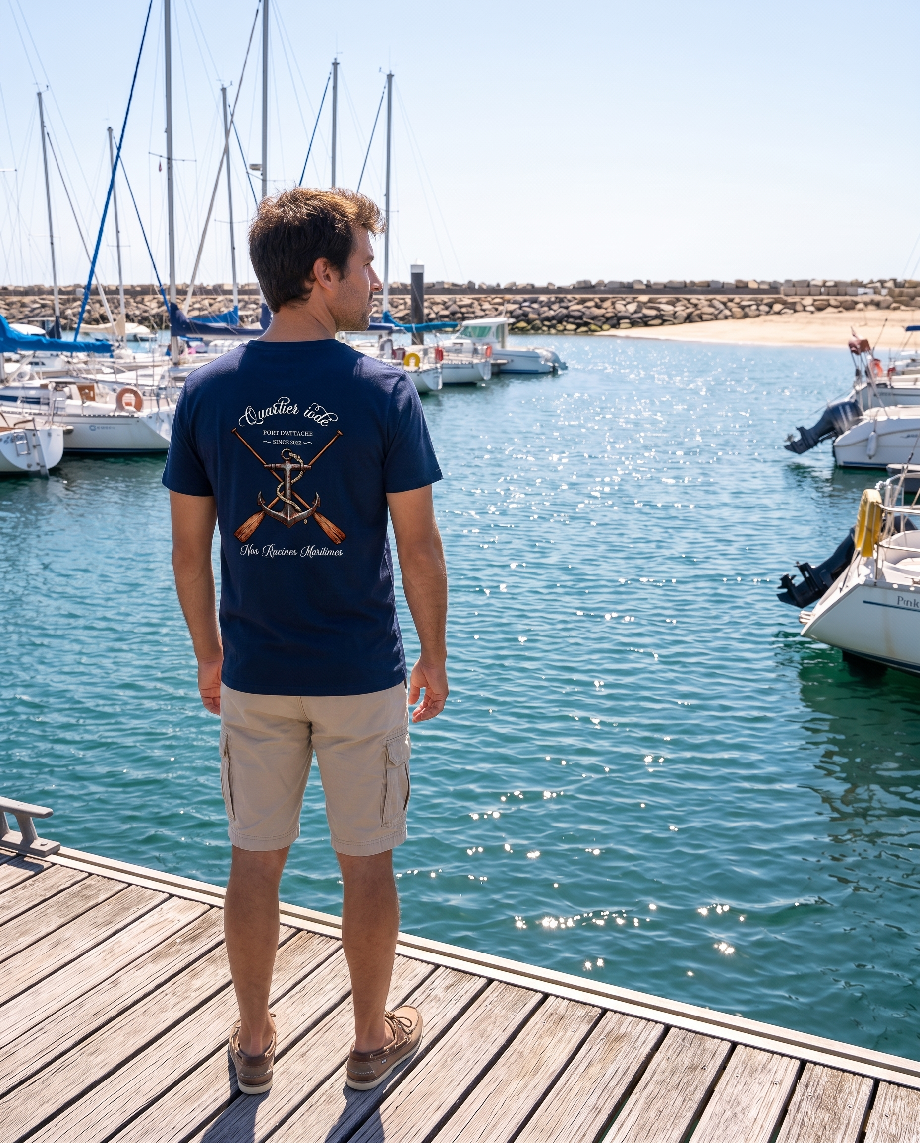  T shirt Quartier iodé Bleu Marine Ancre