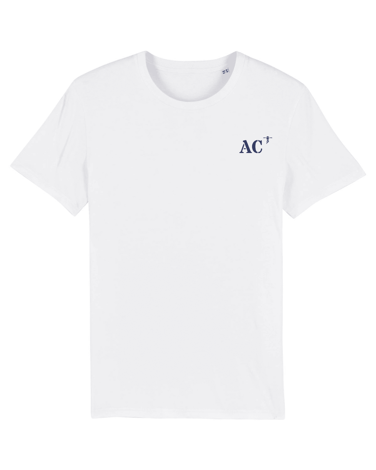 T-shirt brodé AC Arcachon - Blanc et Bleu Marine - Quartier iodé