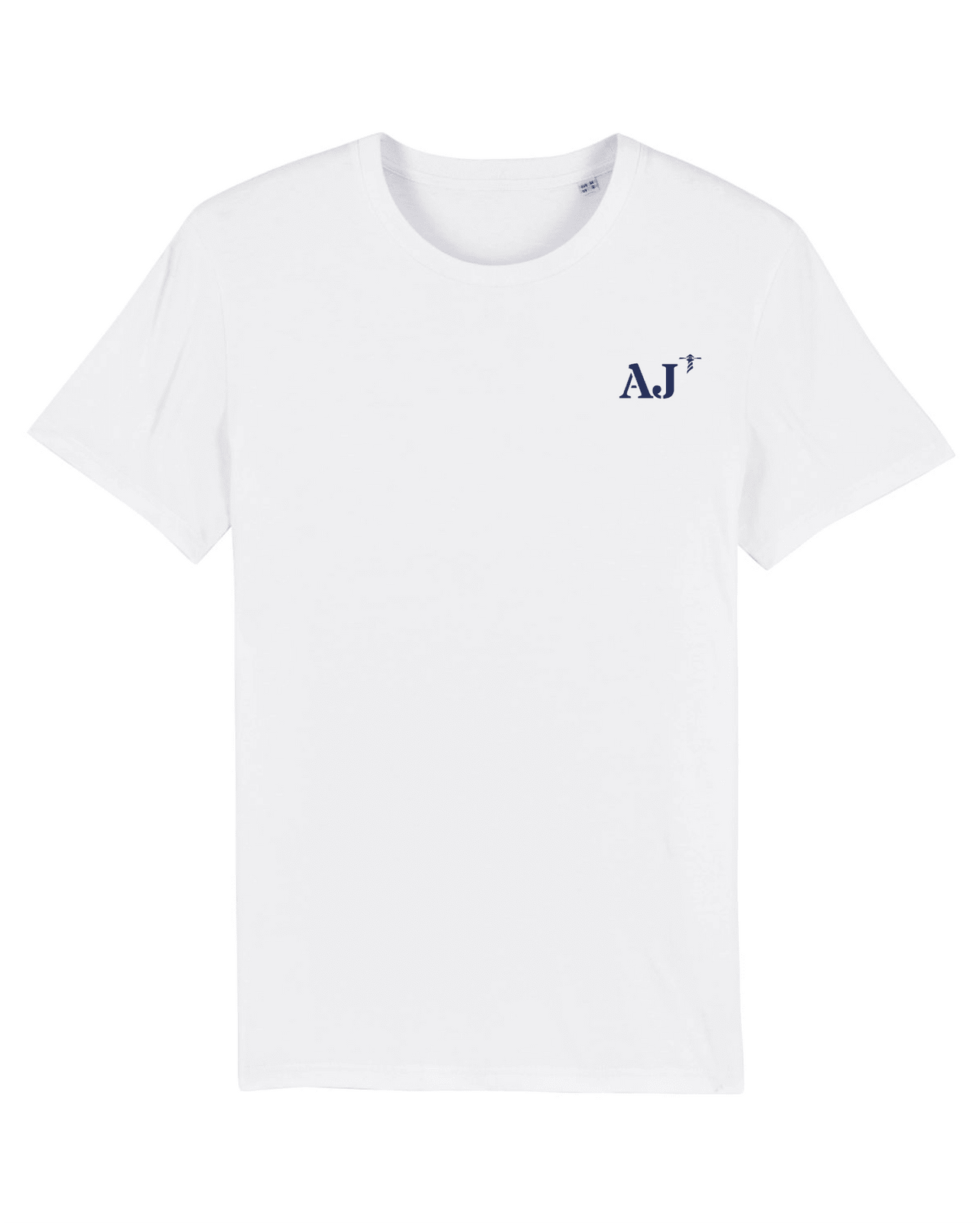 T-shirt brodé Ajaccio AJ Blanc et Bleu Marine - Quartier iodé