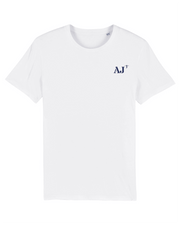 T-shirt brodé Ajaccio AJ Blanc et Bleu Marine - Quartier iodé