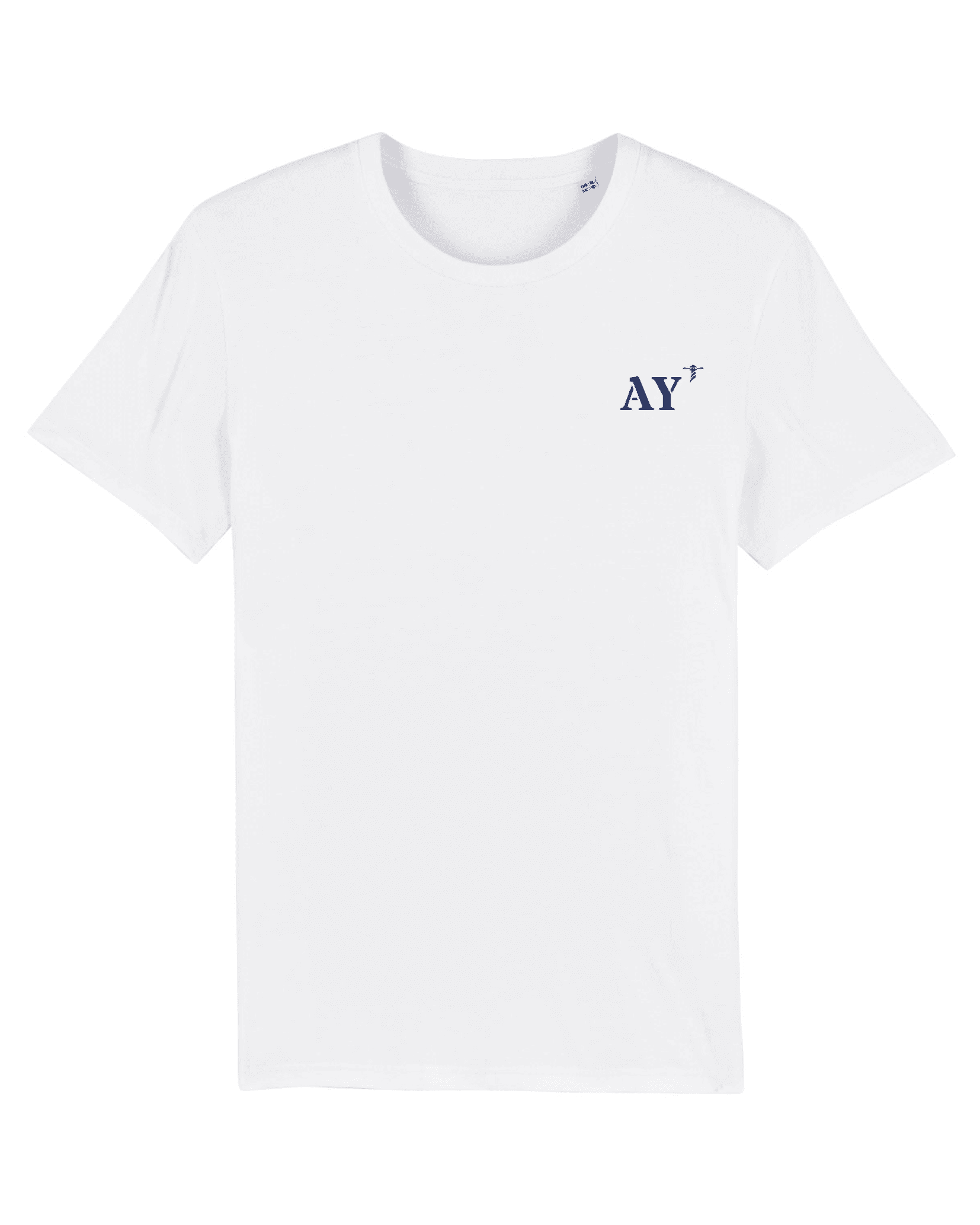 T-shirt brodé Auray AY - Blanc et Bleu Marine - Quartier iodé