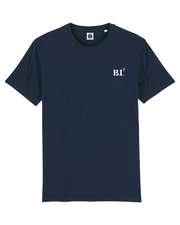 T shirt B.I. Belle Ile Bleu Marine Brodé Orange - Blanc 