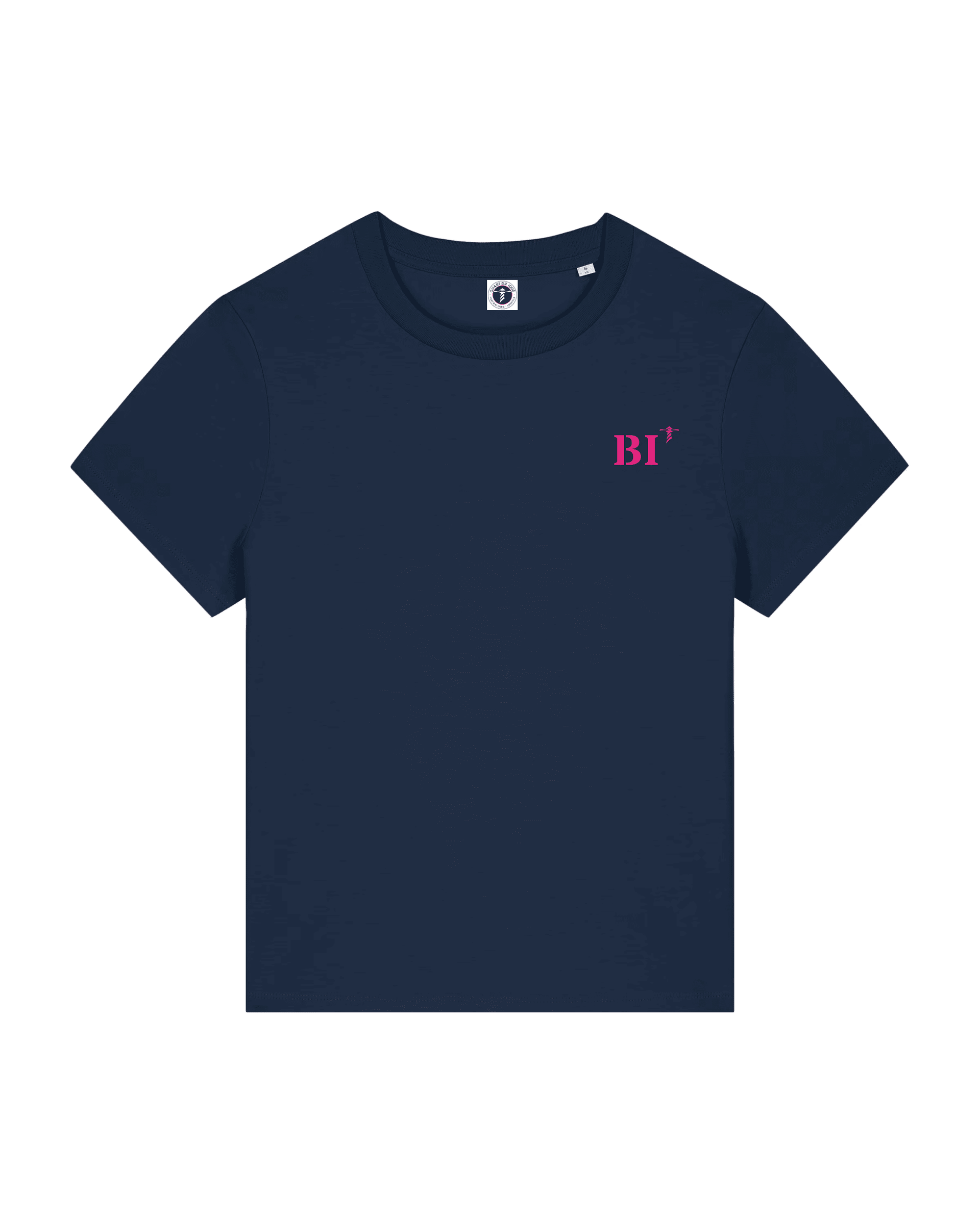 T-shirt brodé Bastia BI - Bleu Marine et Rose - Femme - Quartier iodé