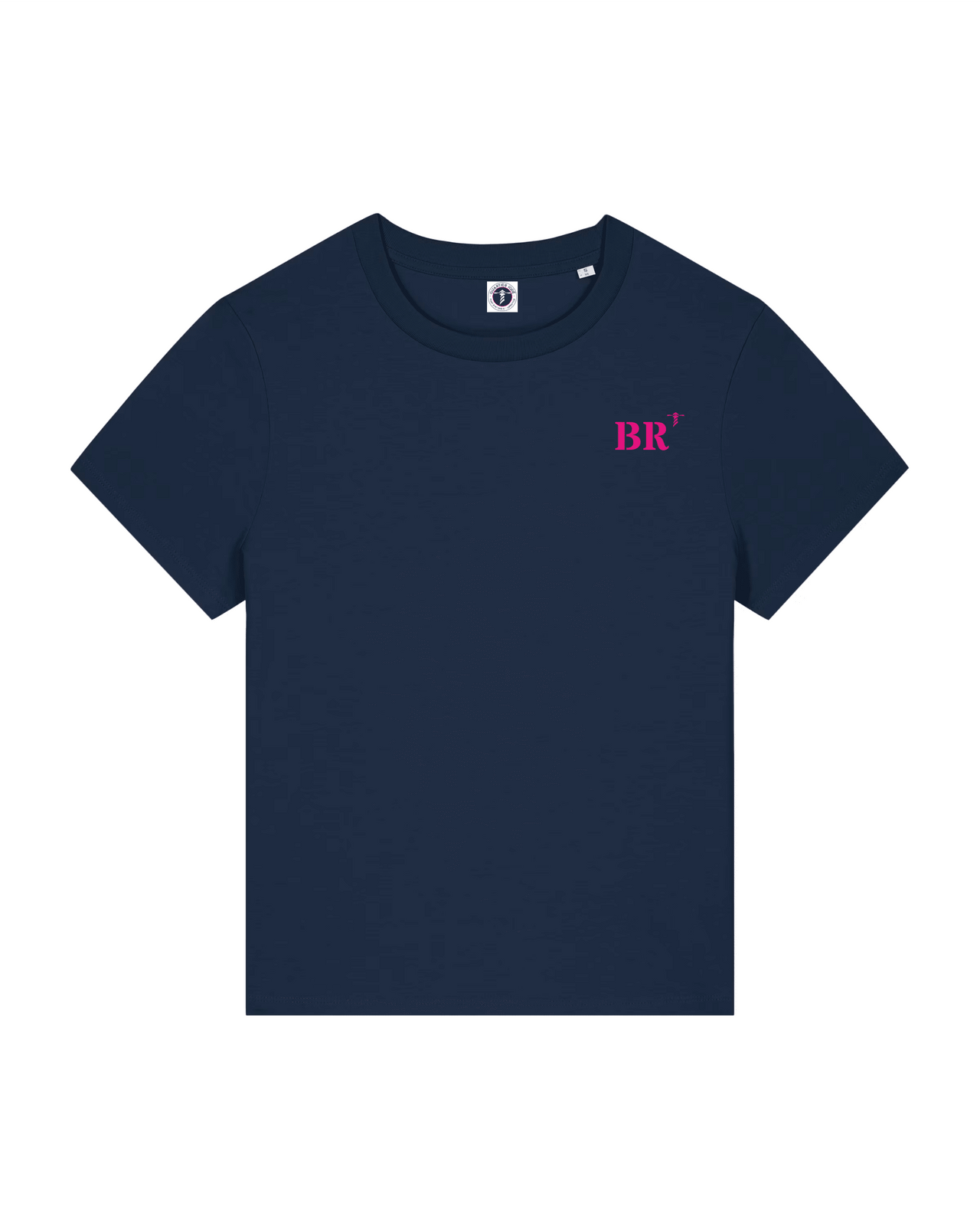 T-shirt brodé BR Brest Bleu Marine et Rose - Femme - Quartier iodé