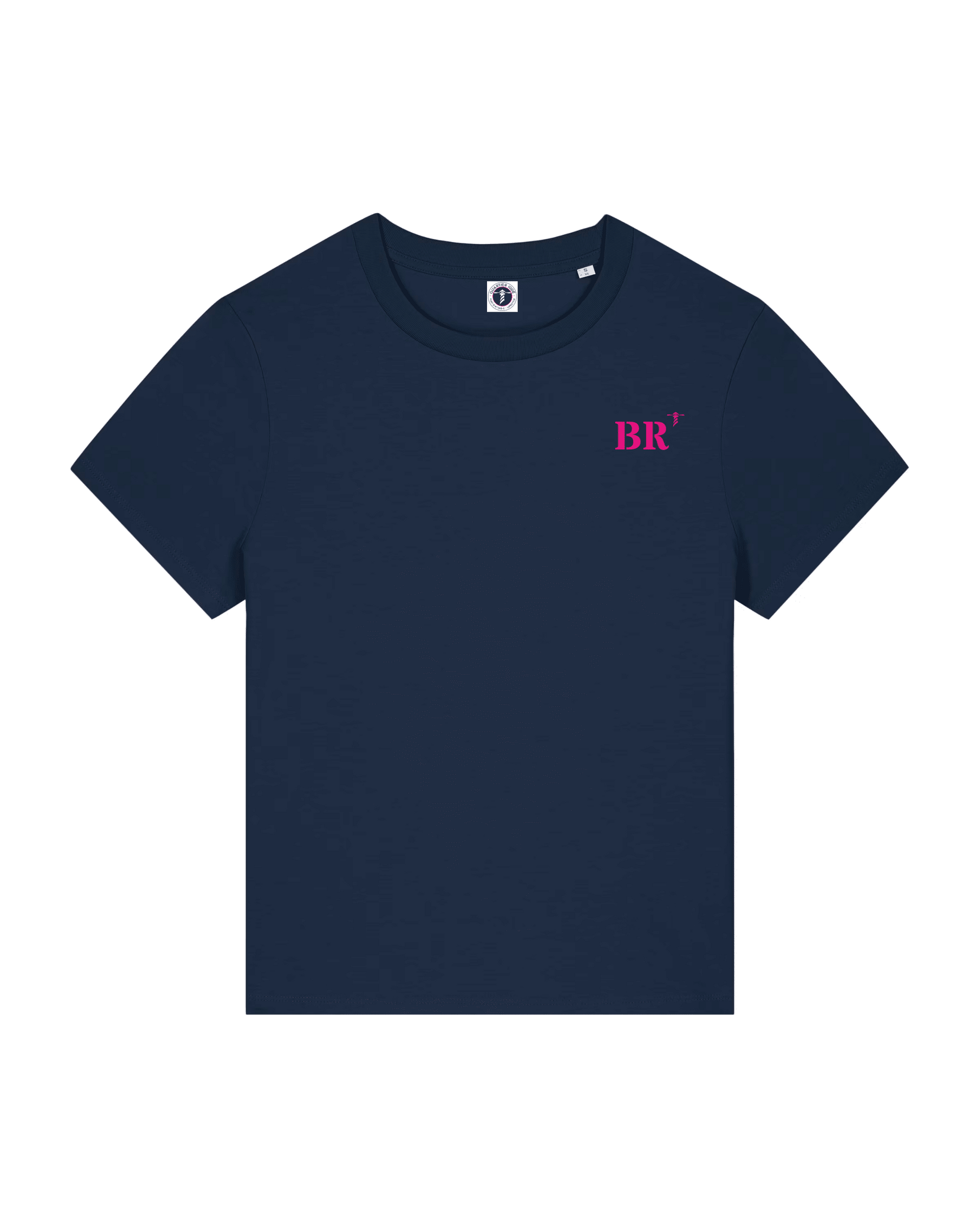 T-shirt brodé BR Brest Bleu Marine et Rose - Femme - Quartier iodé