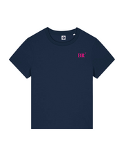 T-shirt brodé Bordeaux BX Bleu Marine et Rose - Femme - Quartier iodé