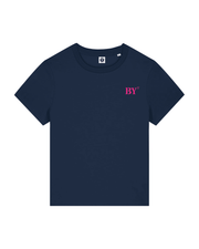 T-shirt brodé Saint - Barthélemy BY Bleu Marine et Rose - Femme - Quartier iodé
