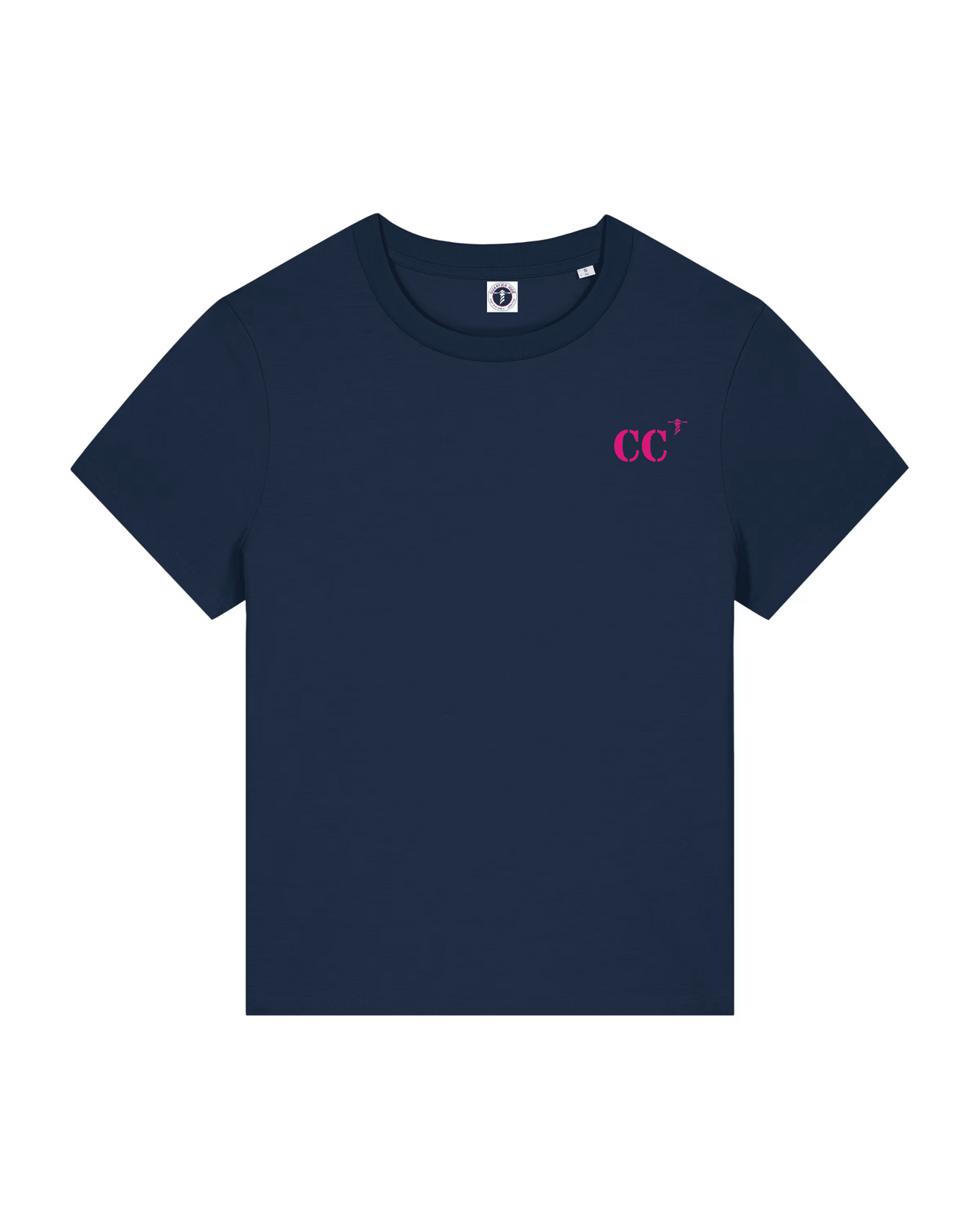 T-shirt brodé Concarneau CC Bleu Marine et Rose - Femme - Quartier iodé