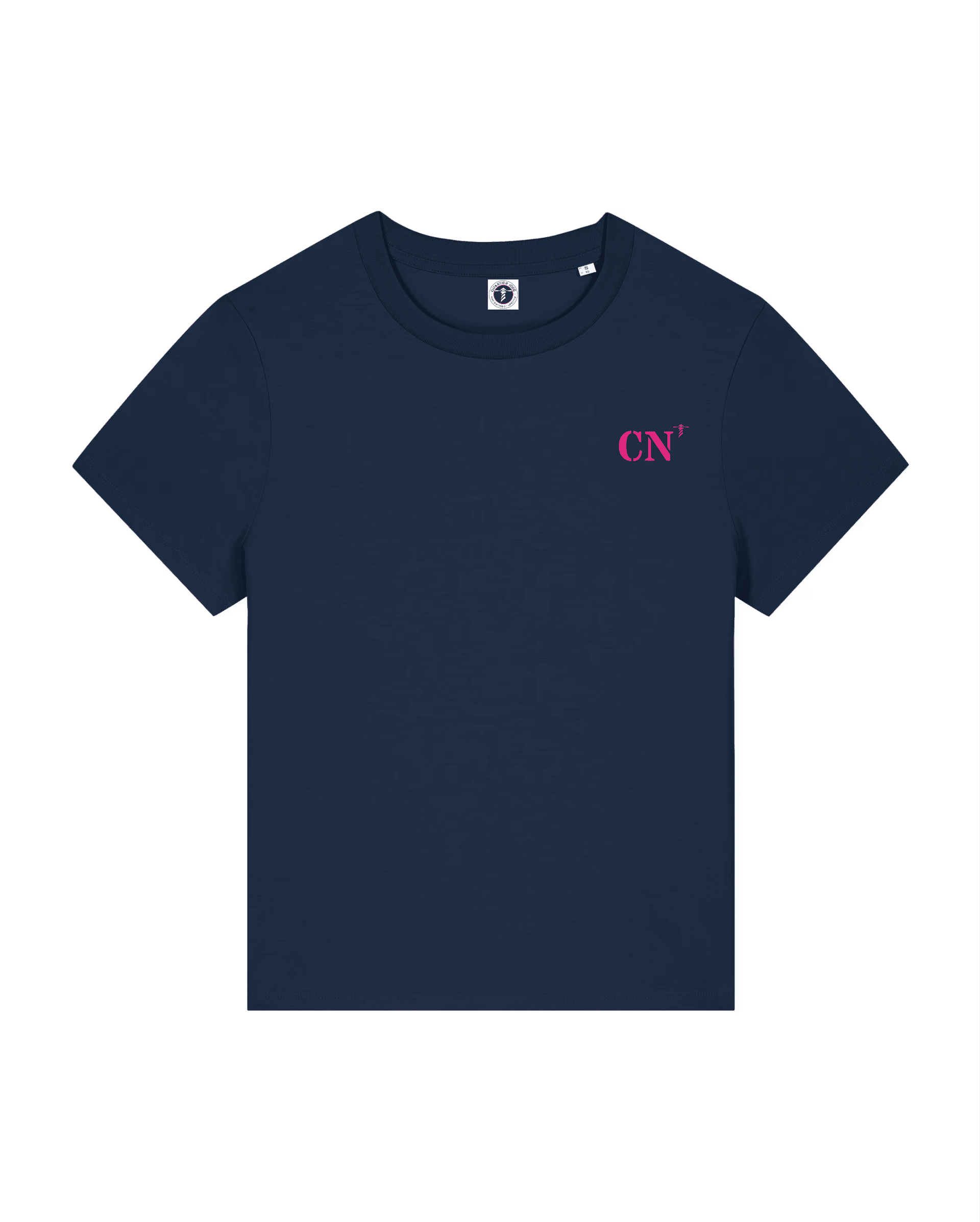 T-shirt brodé Caen CN Bleu Marine et Rose - Femme - Quartier iodé