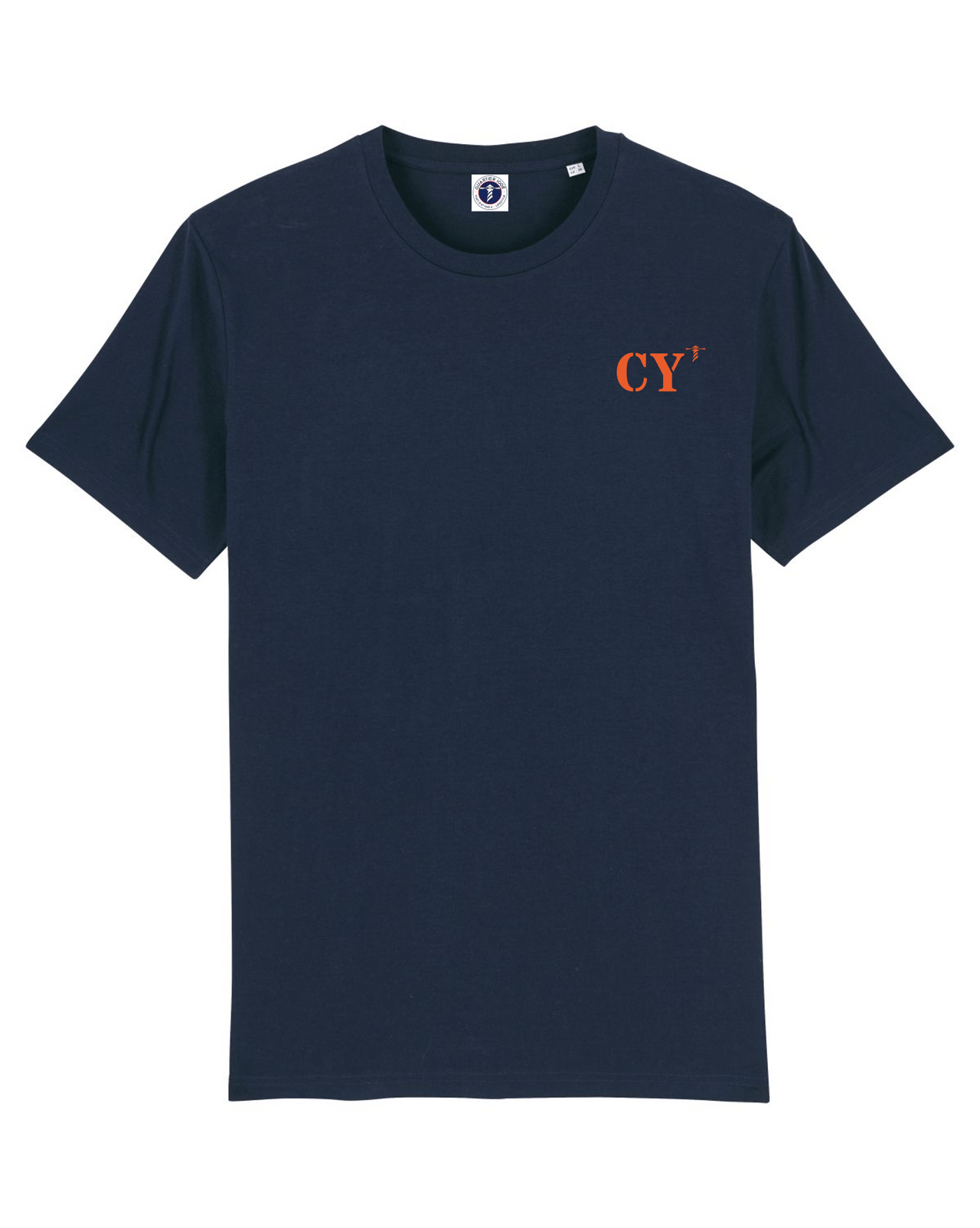 T-shirt brodé Cayenne CY Marine - Orange et Blanc - Quartier iodé