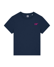 T-shirt brodé Dieppe DP Bleu Marine et Rose - Femme - Quartier iodé