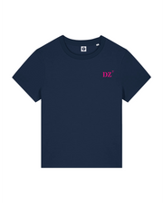 T-shirt brodé DZ Douarnenez Bleu Marine - Rose - Femme - Quartier iodé