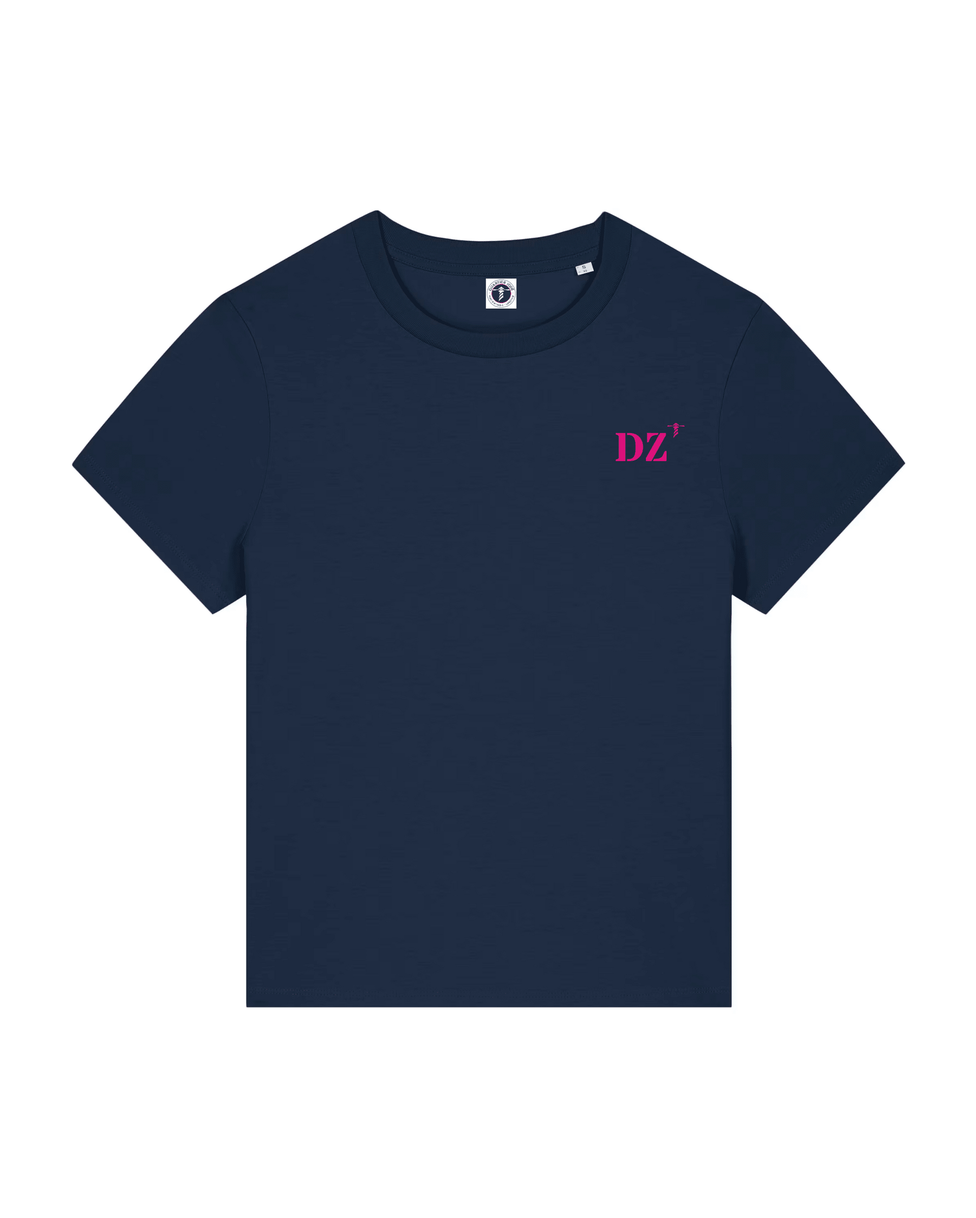 T-shirt brodé DZ Douarnenez Bleu Marine - Rose - Femme - Quartier iodé