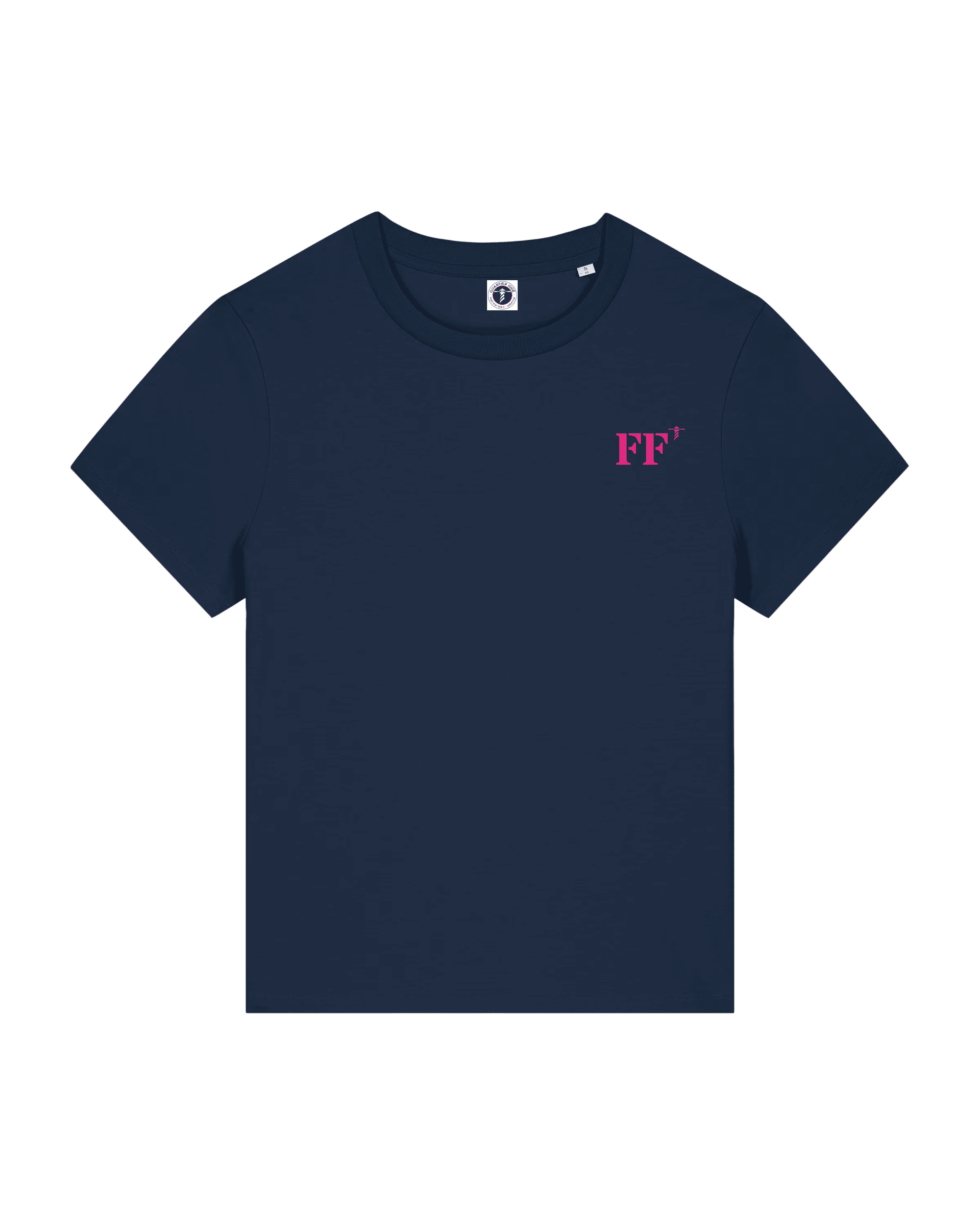 T-shirt brodé Fort - De - France FF Bleu Marine et Rose - Femme - Quartier iodé