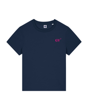 T-shirt brodé Le Guilvinec GV Bleu Marine et Rose - Femme - Quartier iodé