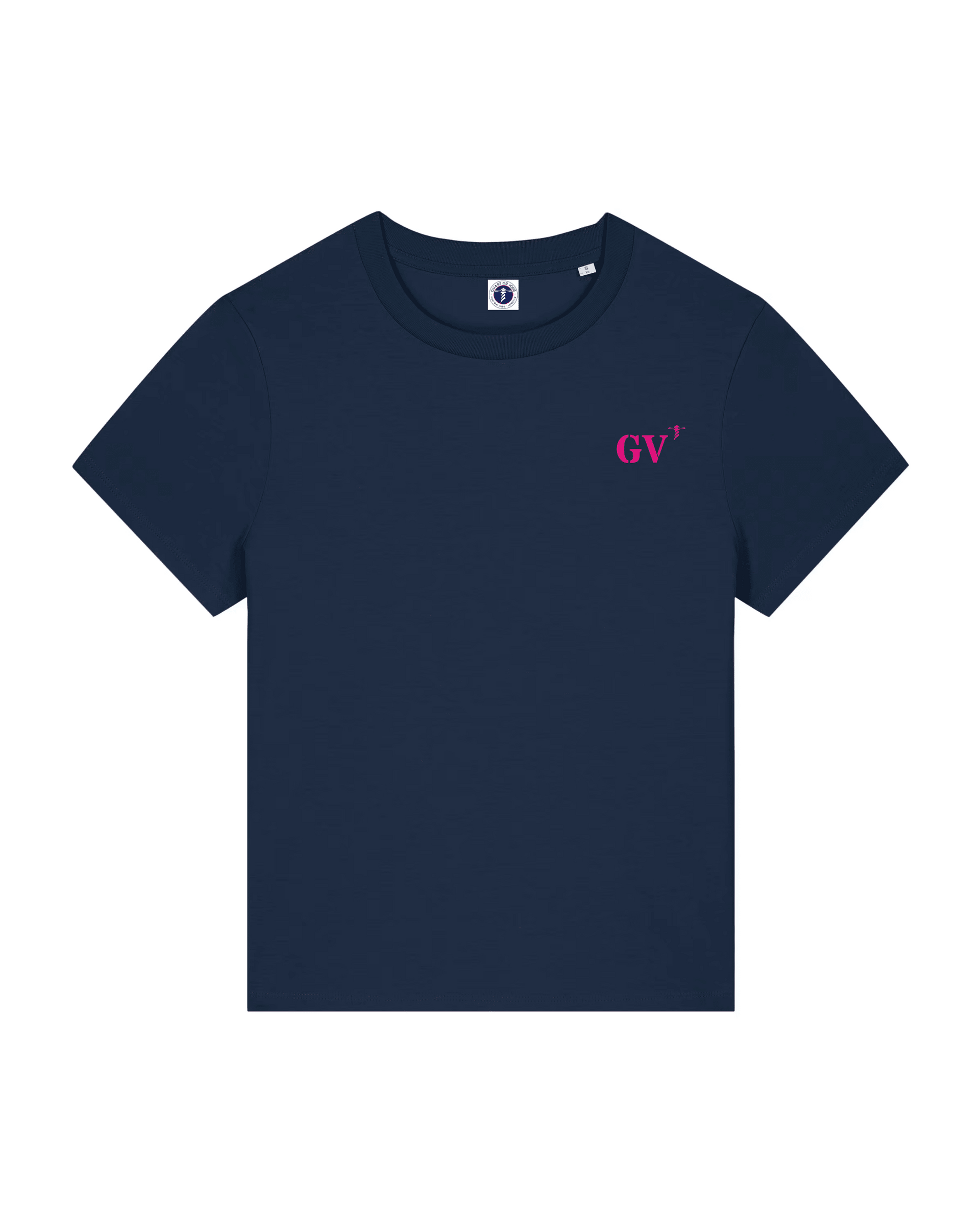 T-shirt brodé Le Guilvinec GV Bleu Marine et Rose - Femme - Quartier iodé