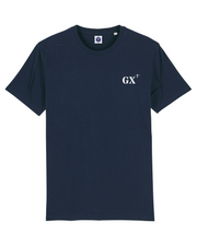 T shirt GX -Groix  Bleu Marine Brodé Orange - Blanc 