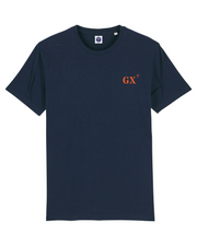 T shirt GX -Groix  Bleu Marine Brodé Orange - Blanc 