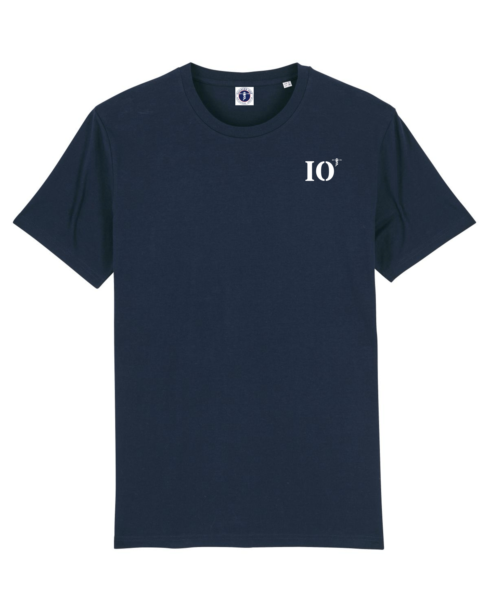 T-shirt brodé Île D'Oléron IO Marine - Orange et Blanc - Quartier iodé