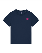 T-shirt brodé Île D'Oléron IO Bleu Marine et Rose - Femme - Quartier iodé
