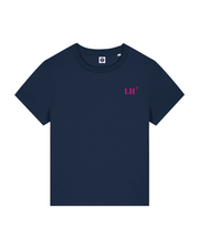 T-shirt brodé Le Havre LH Bleu Marine et Rose Femme - Quartier iodé