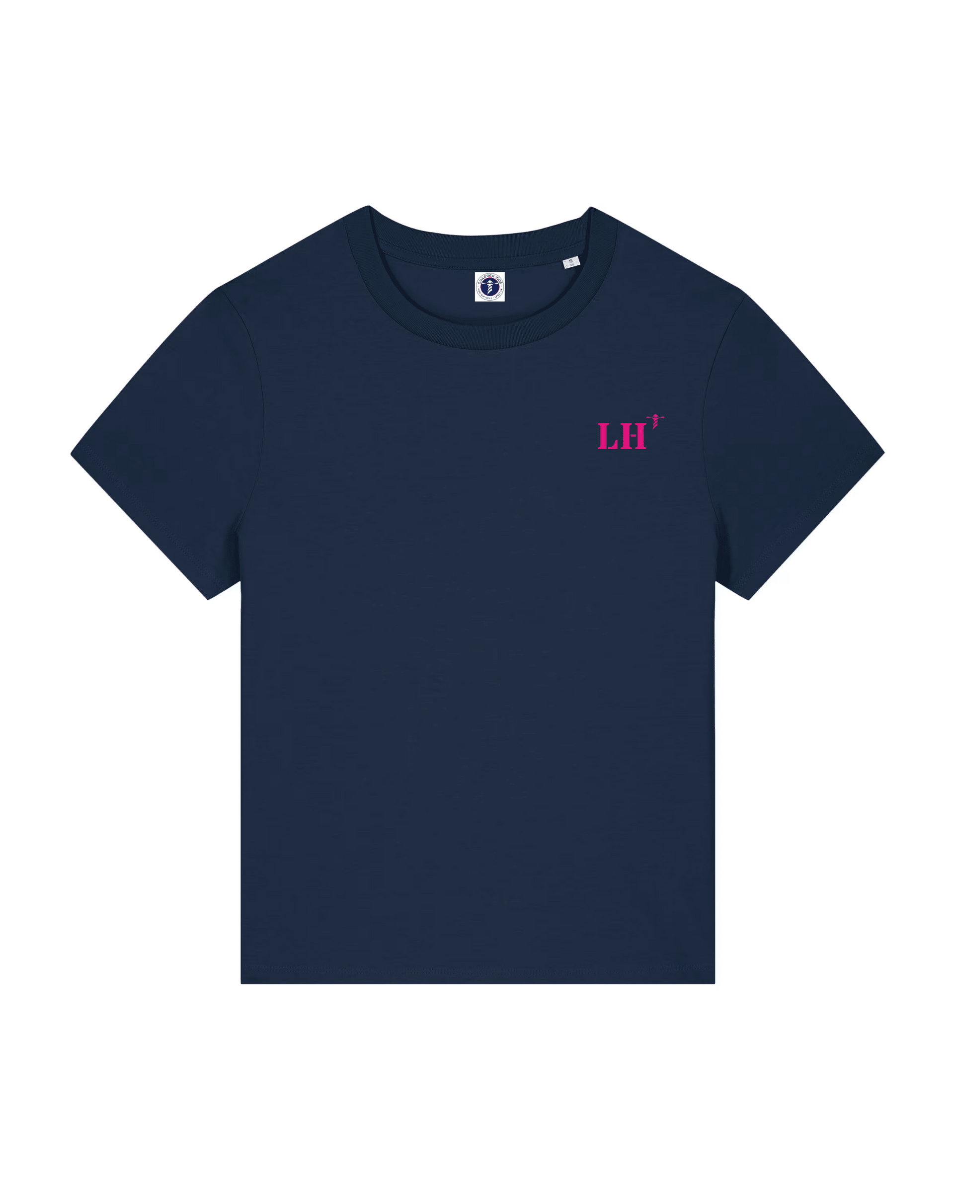 T-shirt brodé Le Havre LH Bleu Marine et Rose Femme - Quartier iodé