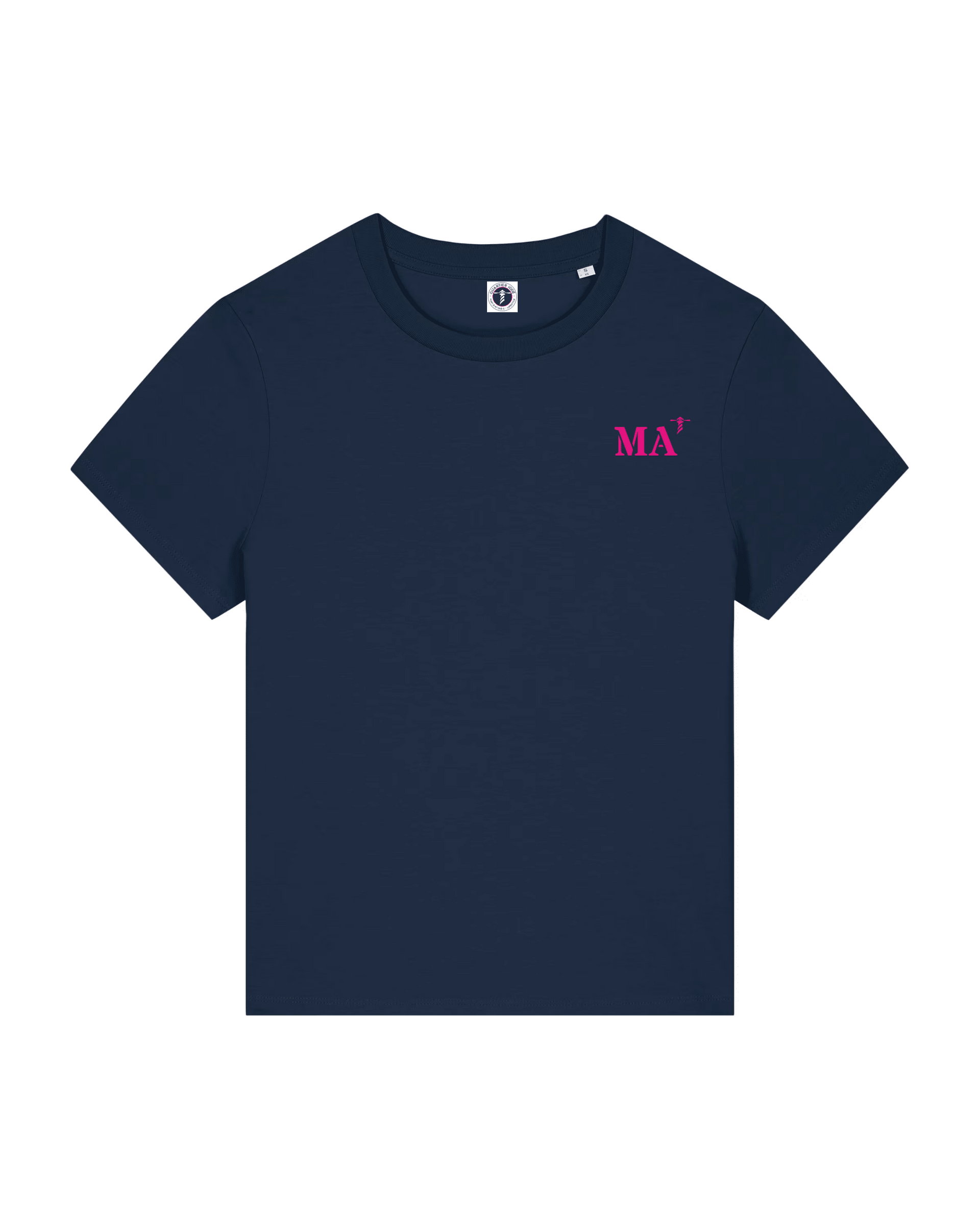 T-shirt brodé Marseille MA Bleu Marine et Rose - Femme - Quartier iodé