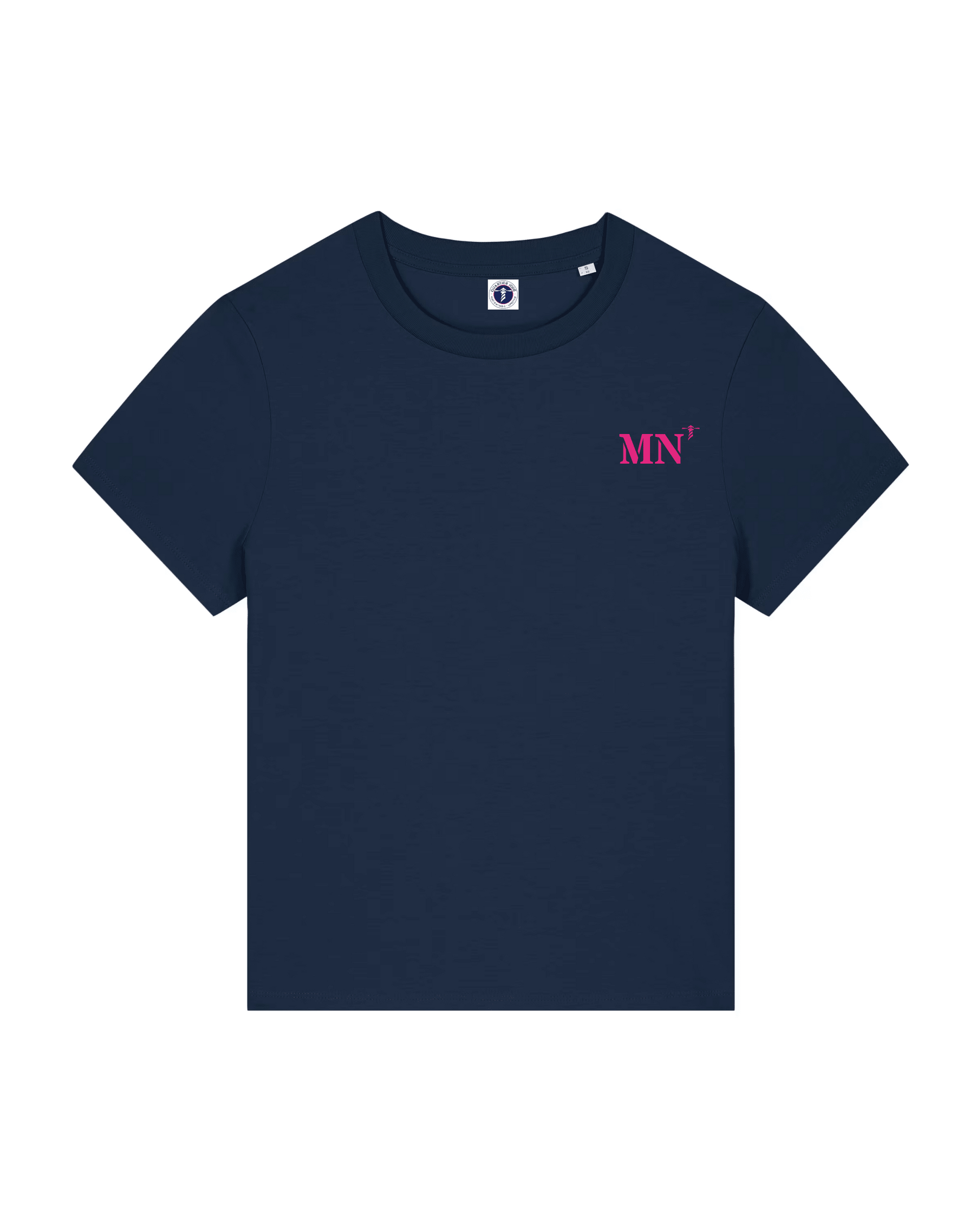 T-shirt brodé Marennes MN Bleu Marine et Rose Femme - Quartier iodé
