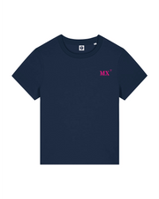 T-shirt brodé Morlaix MX Bleu Marine et Rose - Femme - Quartier iodé