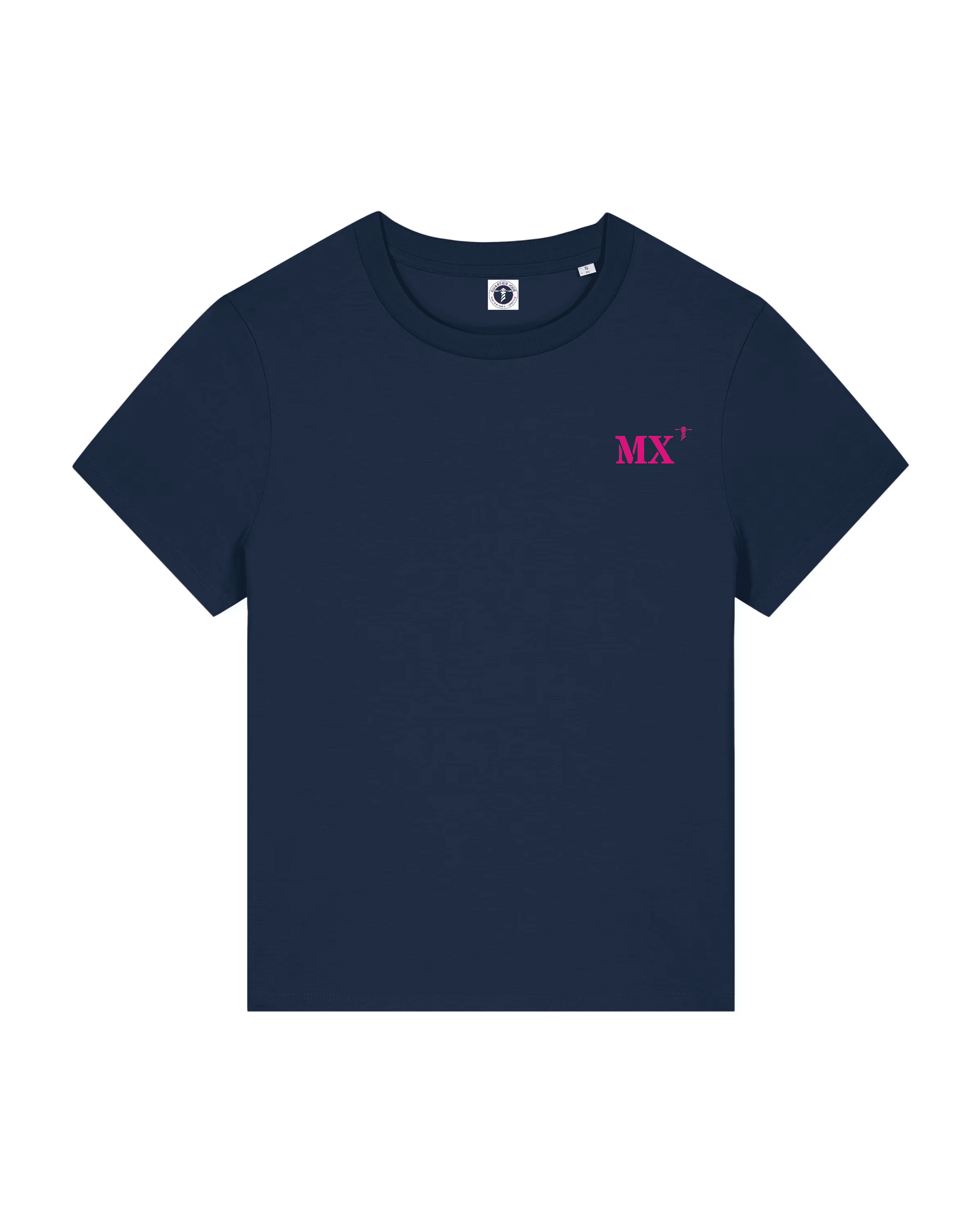 T-shirt brodé Morlaix MX Bleu Marine et Rose - Femme - Quartier iodé