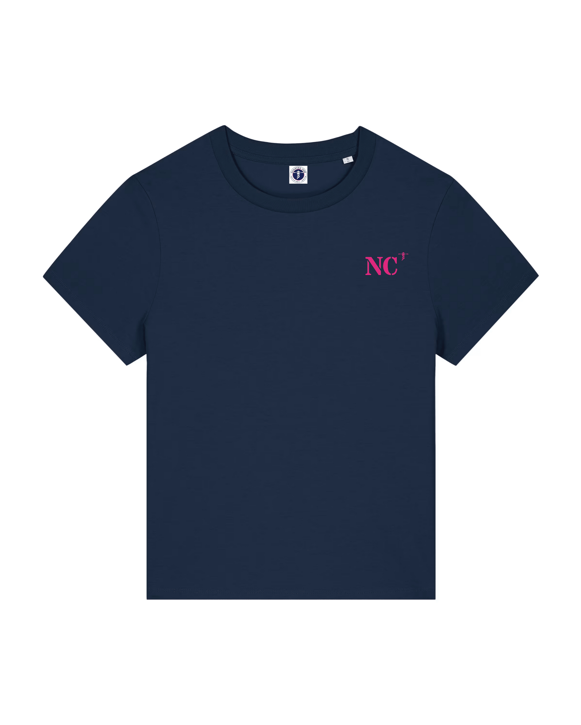 T-shirt brodé Nouméa NC Bleu Marine et Rose - Femme - Quartier iodé