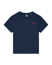 T-shirt brodé Paimpol PL Bleu Marine et Rose - Femme - Quartier iodé