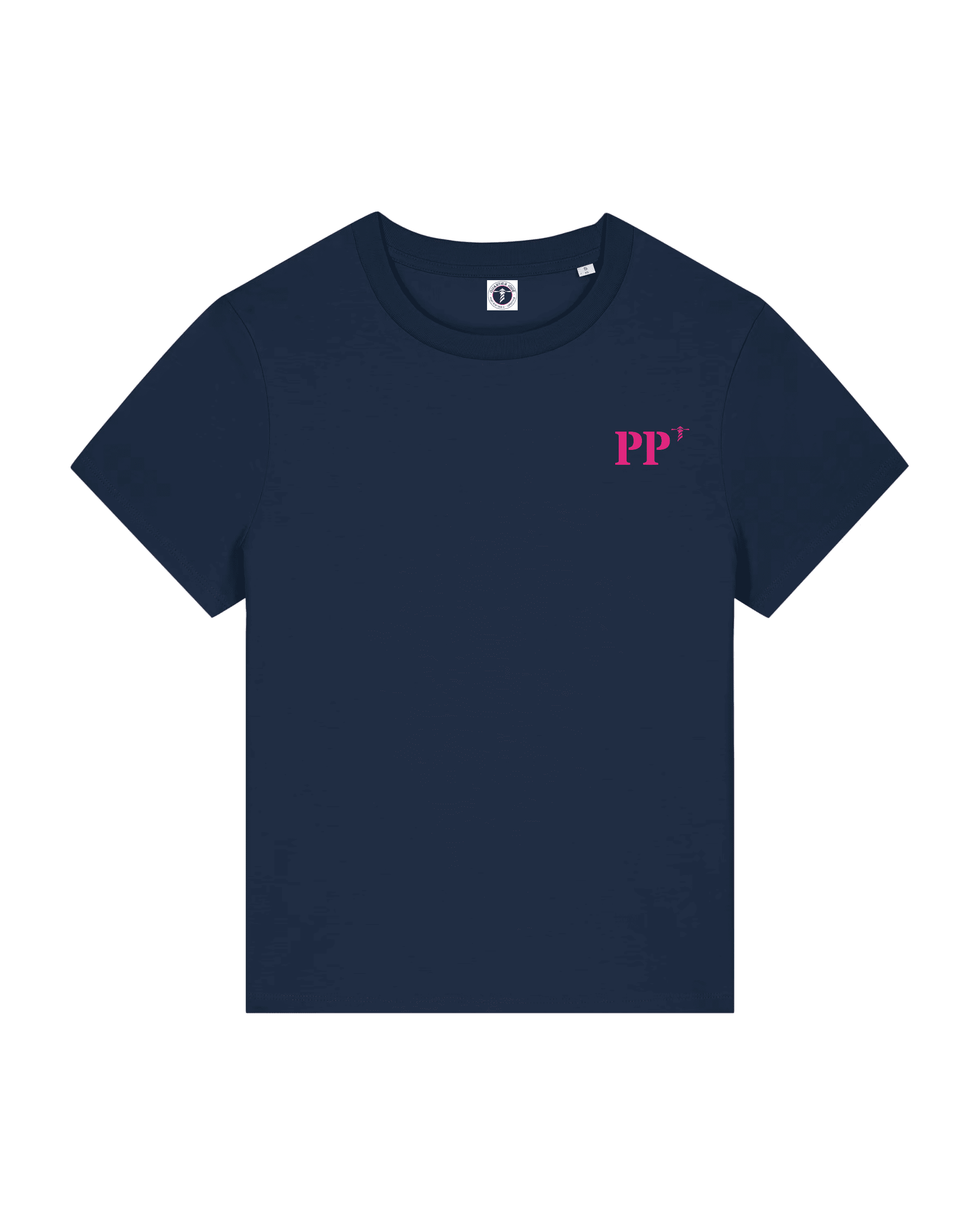 T-shirt brodé Pointe - à - Pitre PP Bleu Marine et Rose - Femme - Quartier iodé