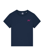 T-shirt brodé Port - Vendres PV Bleu Marine et Rose - Femme - Quartier iodé