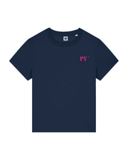 T-shirt brodé Papeete PY Bleu Marine et Rose - Femme - Quartier iodé