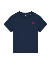 T-shirt brodé Rouen RO Bleu Marine et Rose - Femme - Quartier iodé