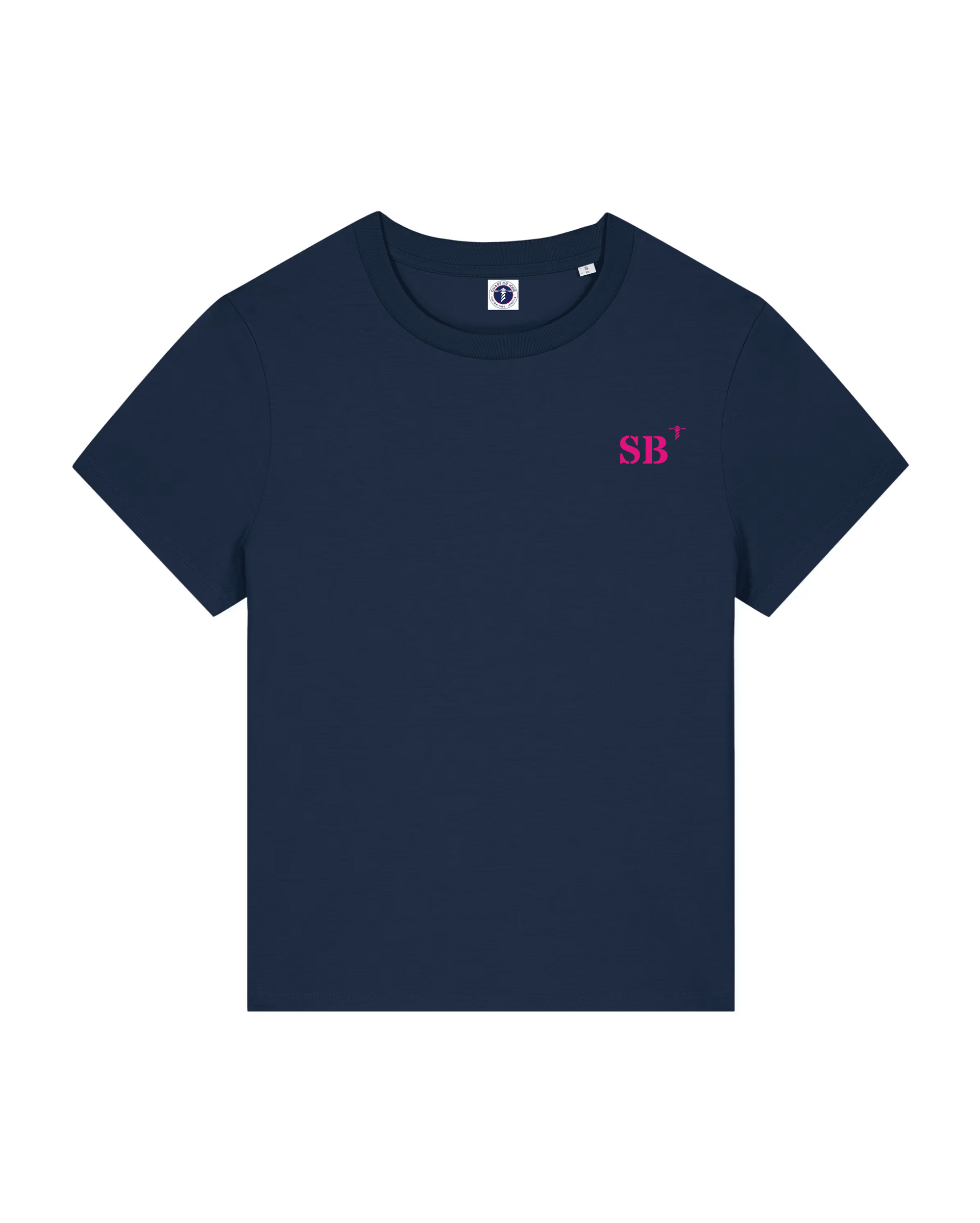 T-shirt brodé SB Saint Brieuc Bleu Marine et Rose - Femme - Quartier iodé
