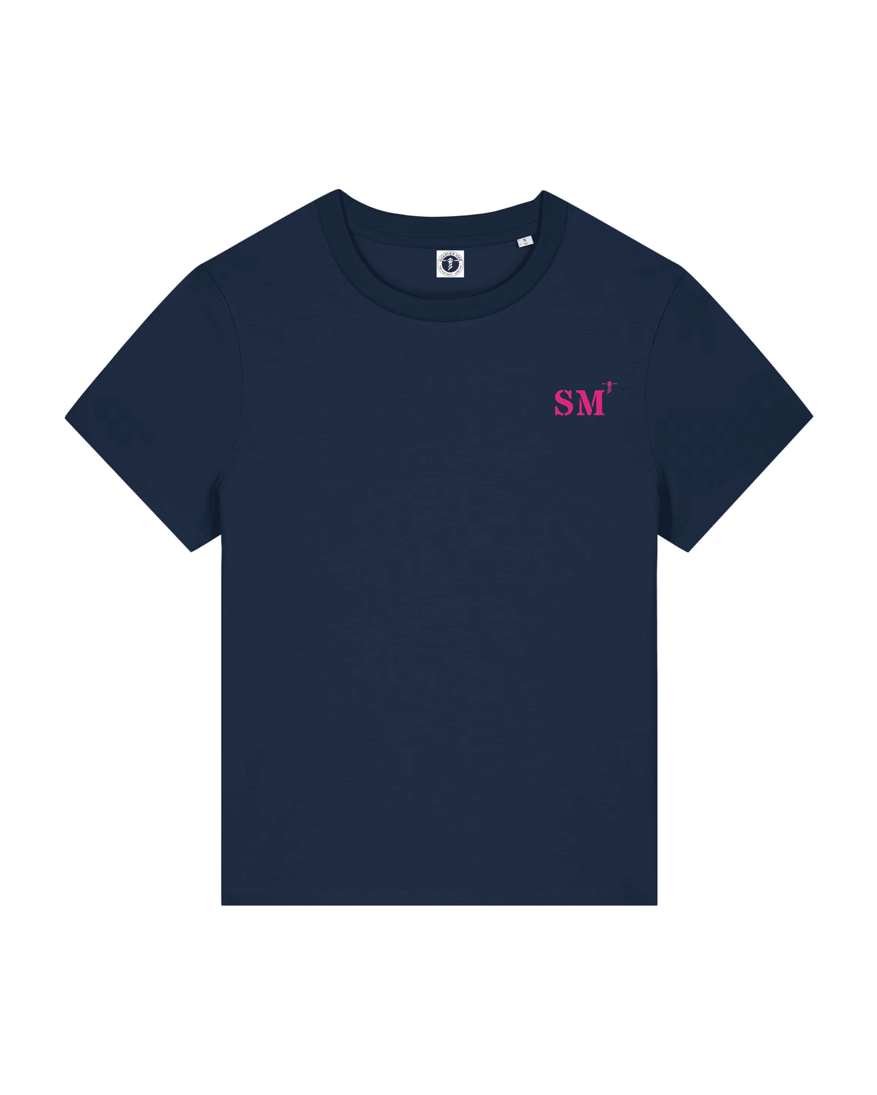 T-shirt brodé SM Saint Malo Bleu Marine et Rose - Femme - Quartier iodé