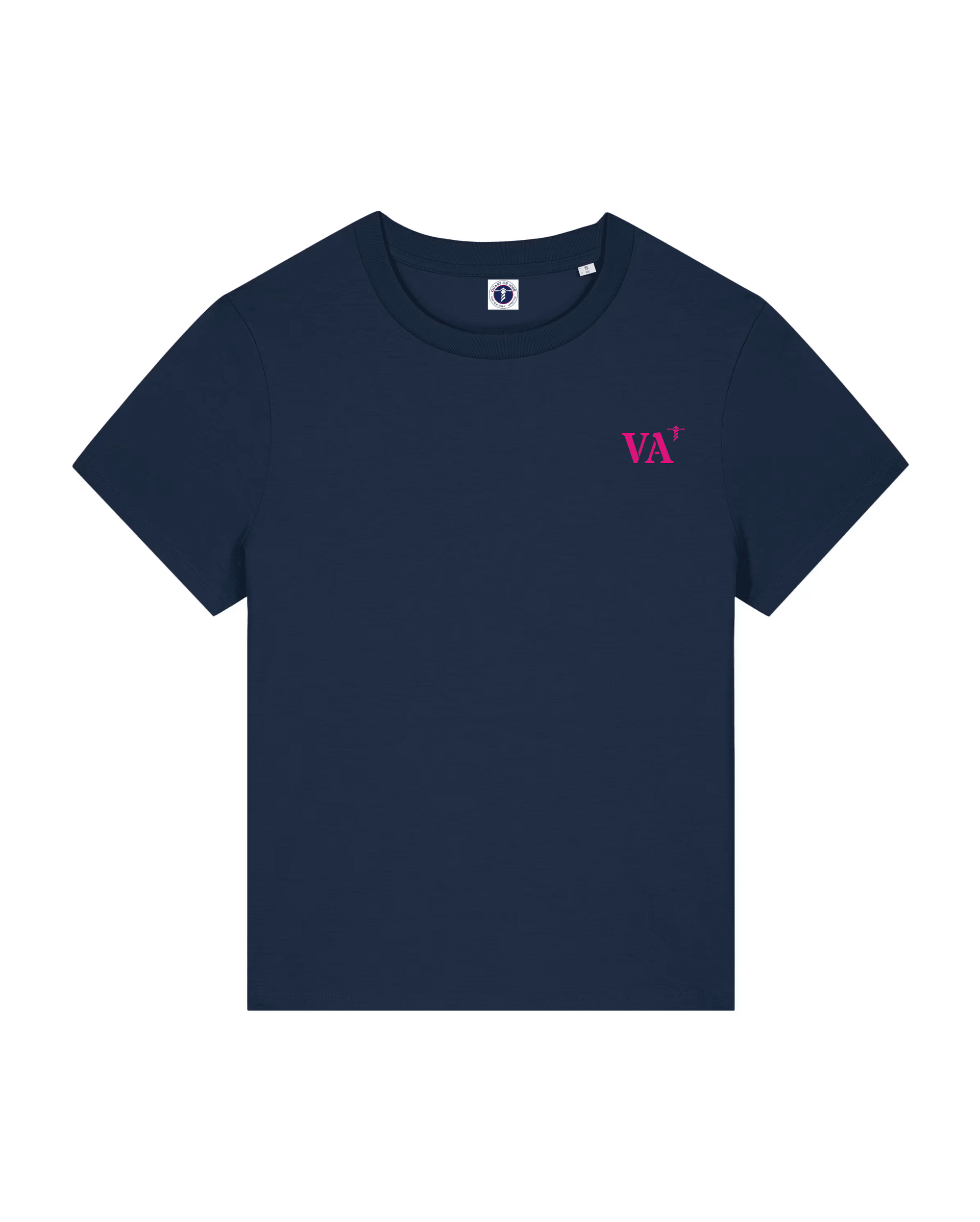T-shirt brodé Vannes VA - Bleu Marine et rose - Femme - Quartier iodé