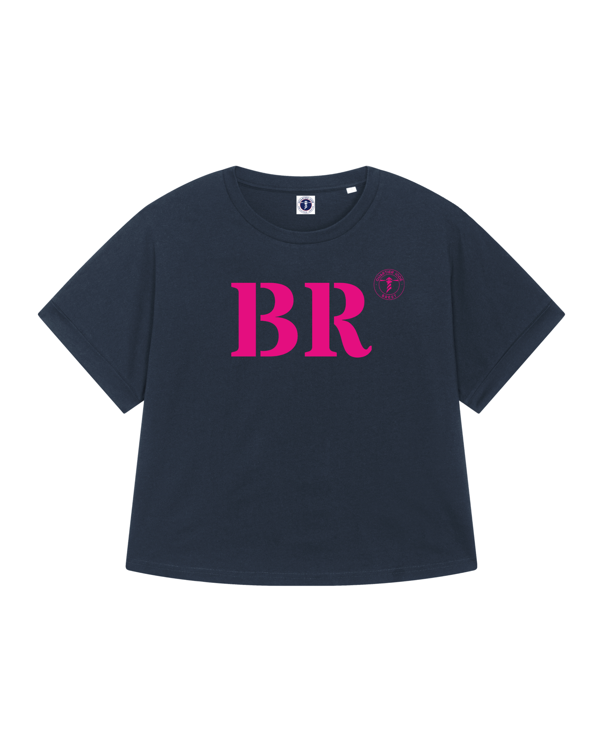 Tshirt Oversize breizh, de la marque bretonne Quartier iodé. Imprimé BR pour Brest. Idéal pour femme, style chic décontracté.
