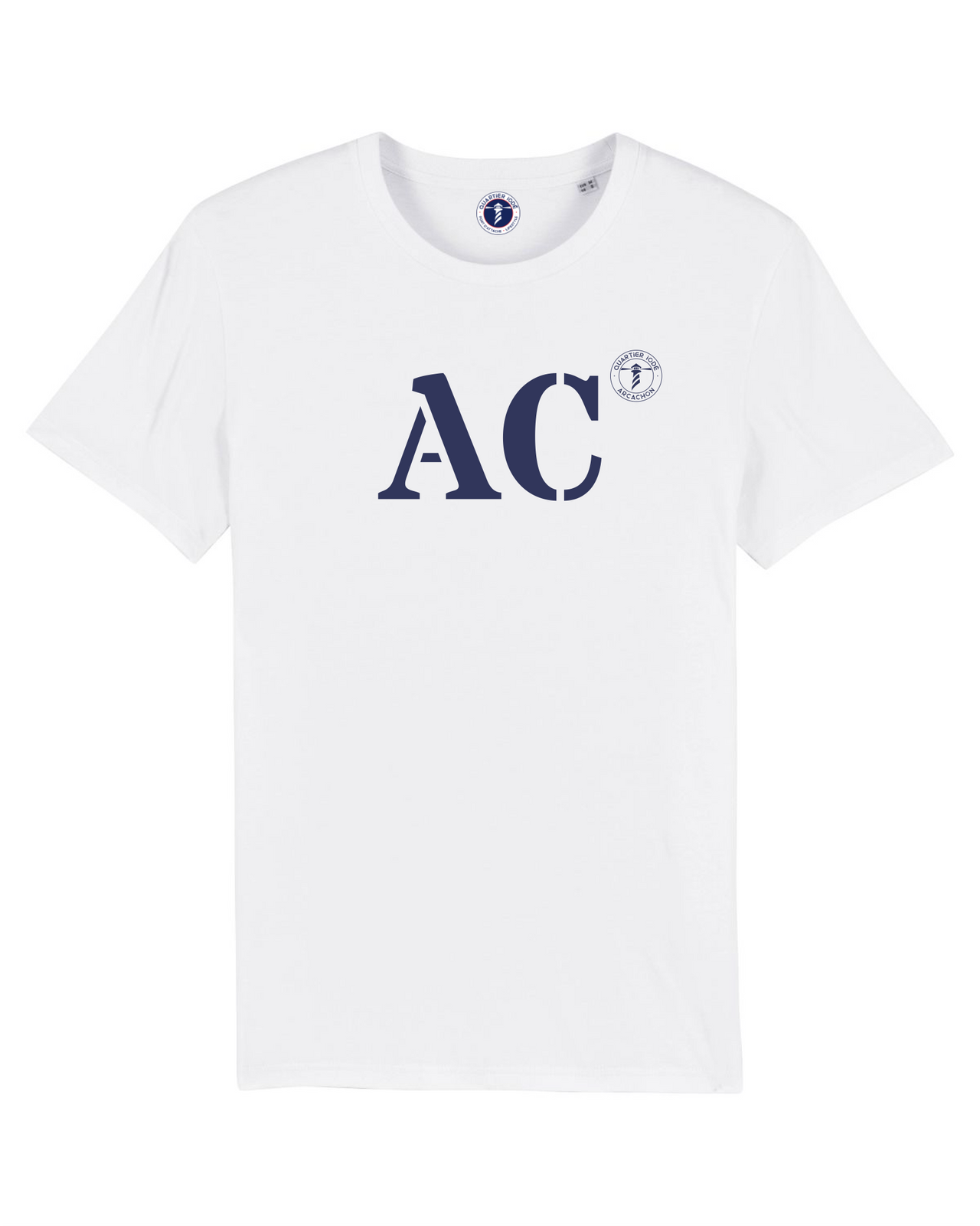 Quarter iodé, Tshirt basic blanc et bleu, port d'Arcachon AC, hommes et femmes