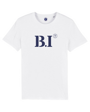 T-shirt brodé Belle Île B.I - Blanc et Bleu Marine - Quartier iodé