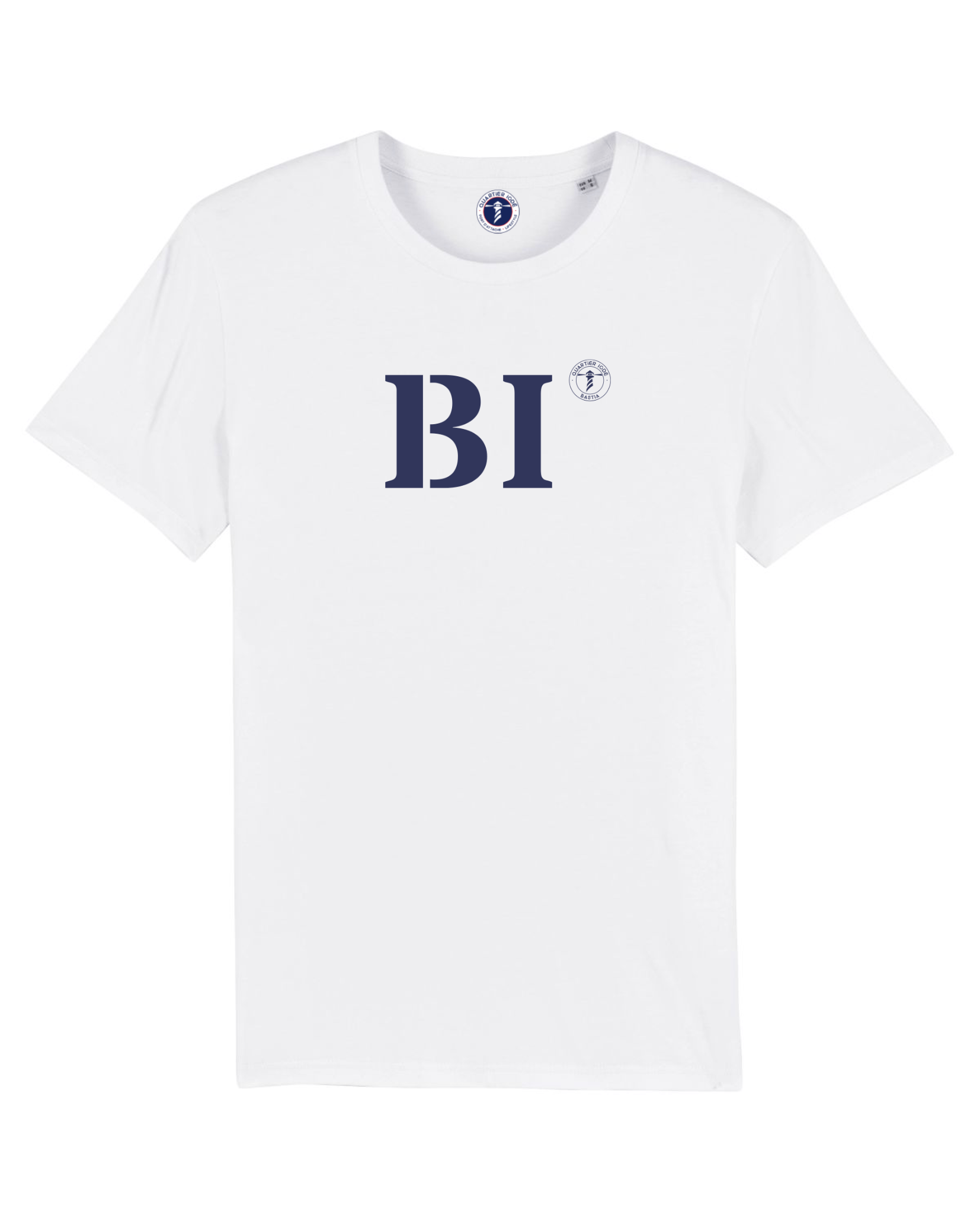T-shirt Bastia BI - Blanc et Bleu Marine - Quartier iodé
