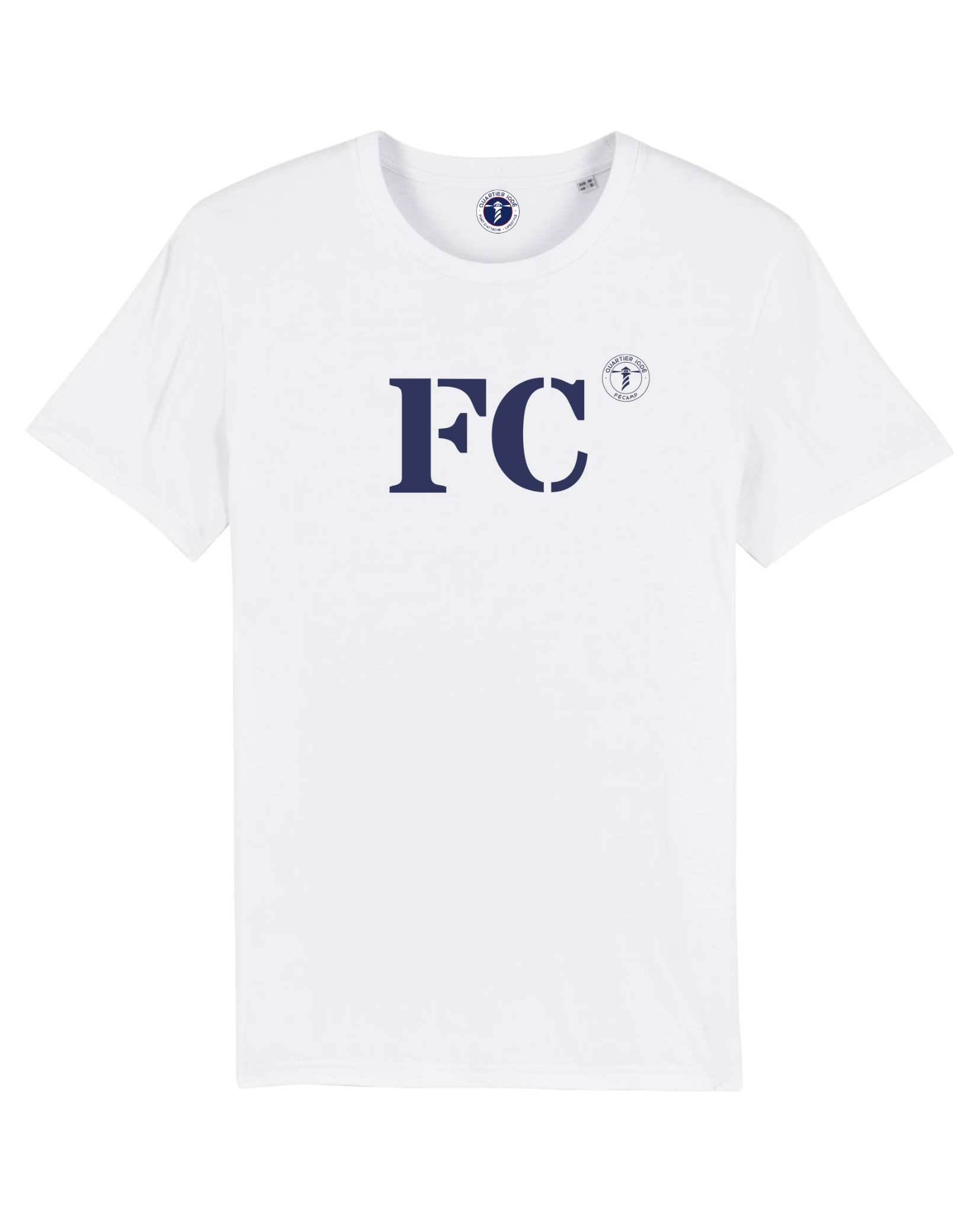 T-shirt Fécamp FC - Blanc et Bleu Marine - Quartier iodé