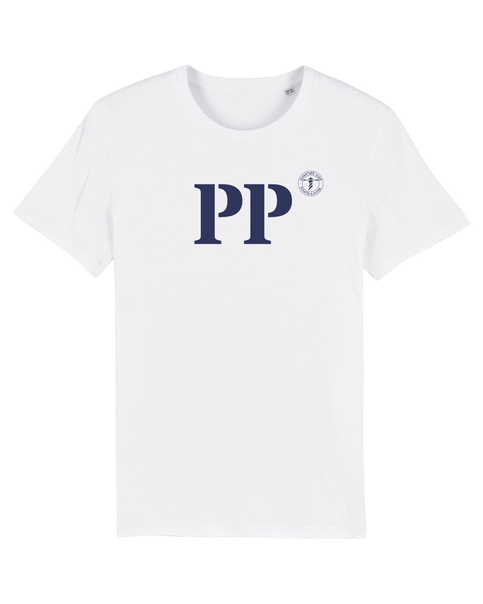 T-shirt Pointe - à - Pitre PP Blanc et Bleu Marine - Quartier iodé