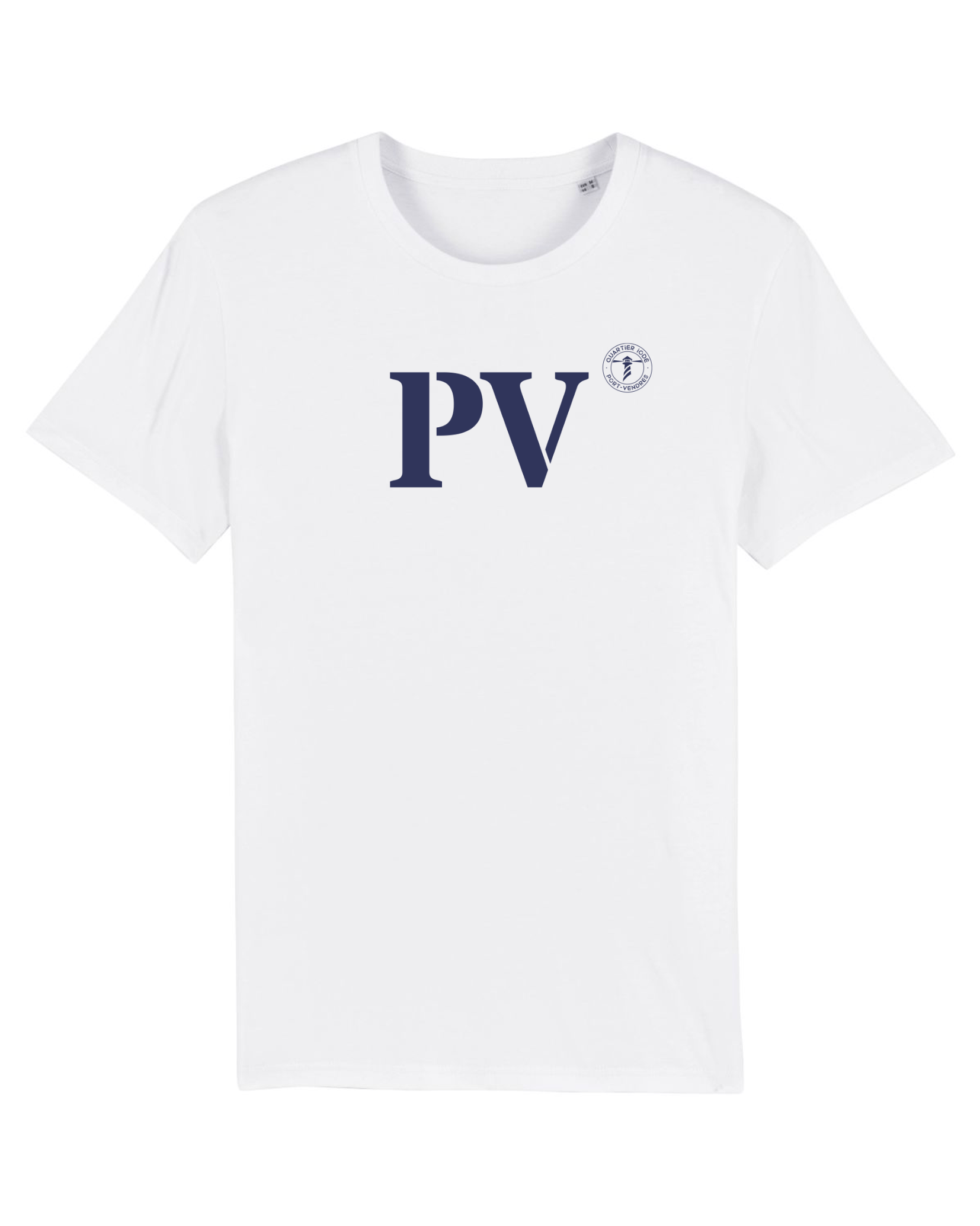T-shirt Port - Vendres PV Blanc et Bleu Marine - Quartier iodé