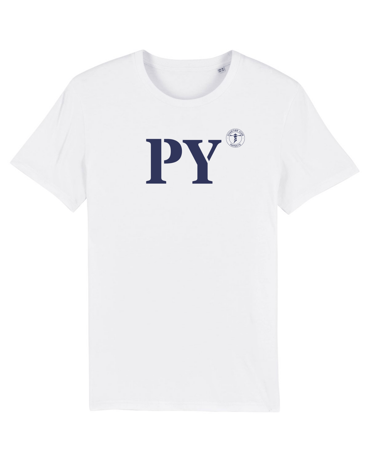 T-shirt Papeete PY Blanc et Bleu Marine - Quartier iodé