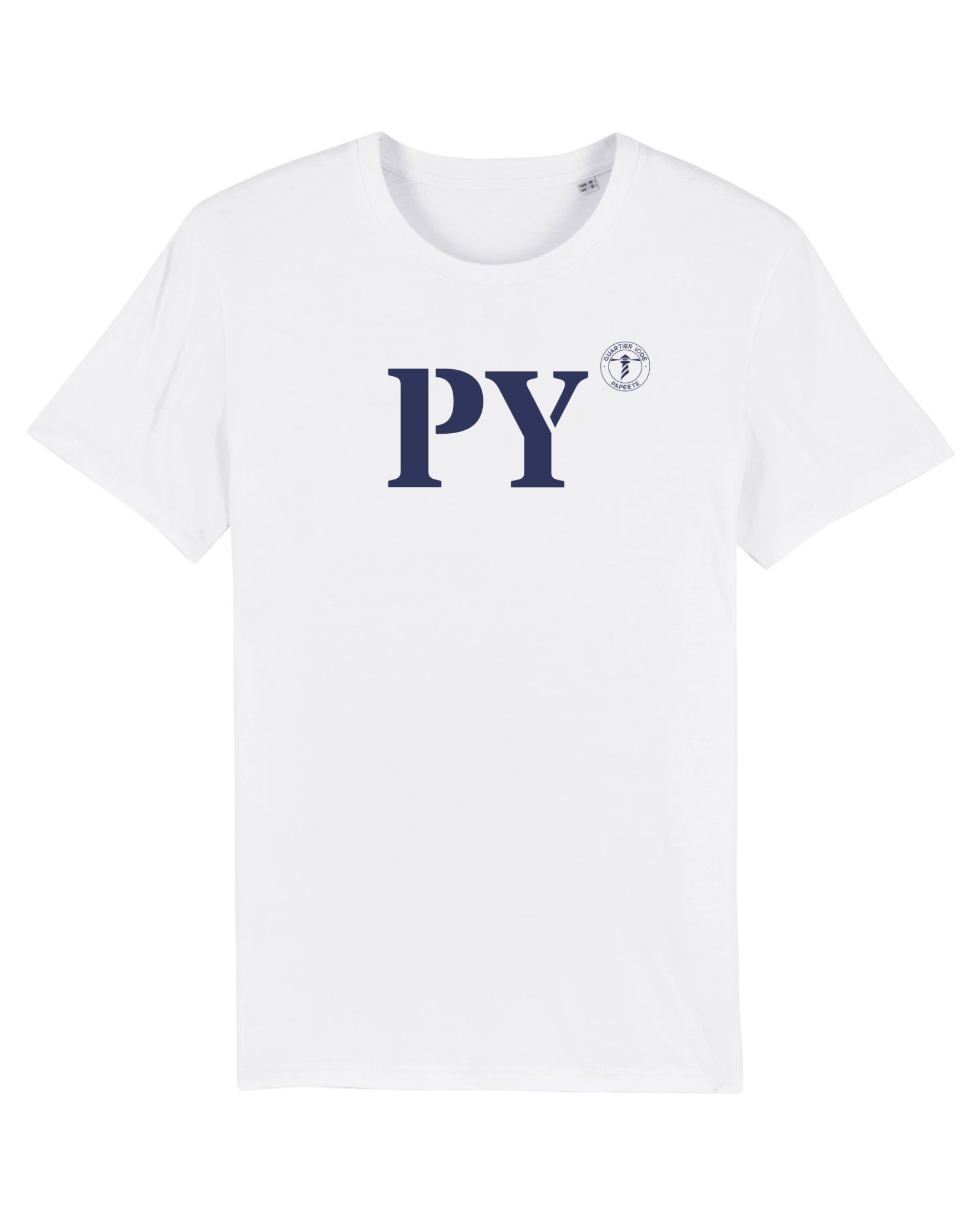T-shirt Papeete PY Blanc et Bleu Marine - Quartier iodé