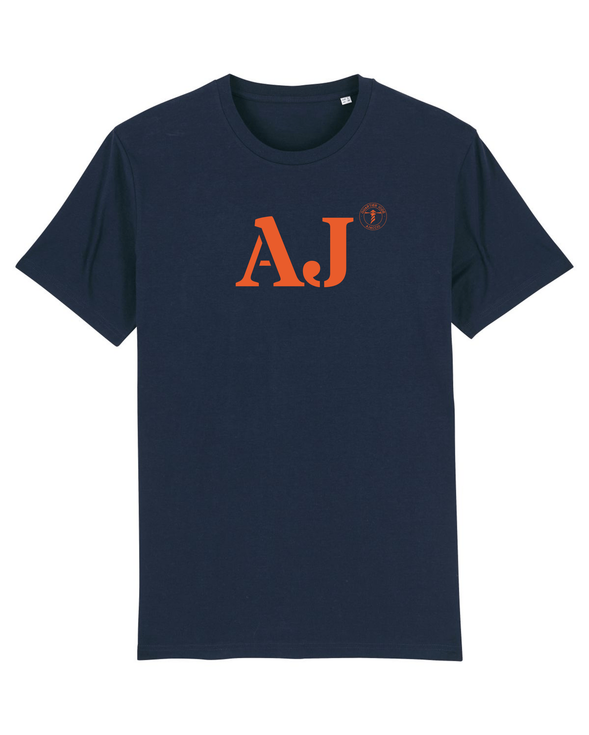 T-shirt Ajaccio AJ - Marine et orange - Quartier iodé